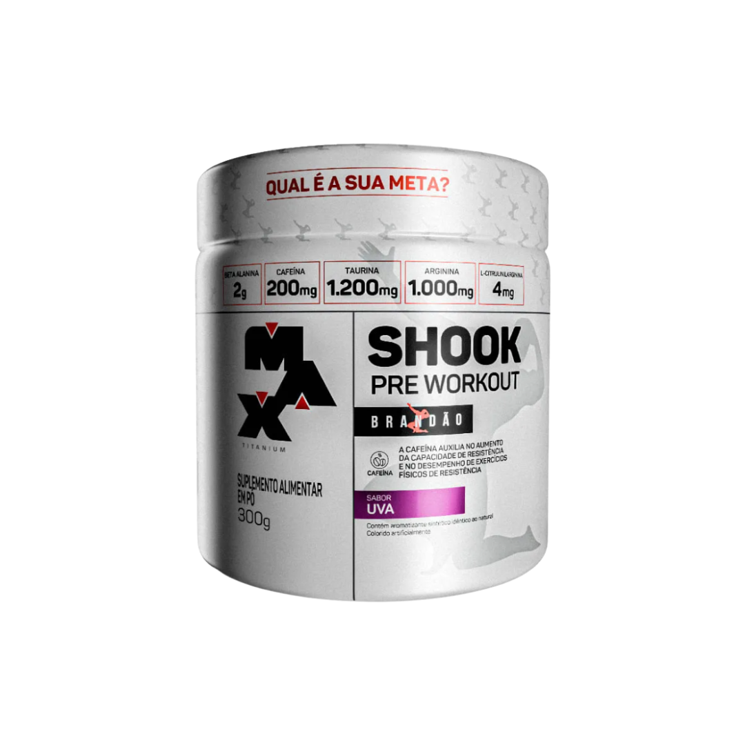 MAX TITANIUM PRE-TREINO SHOOK LINHA: RAFAEL BRANDÃO POTE 300G SABOR UVA