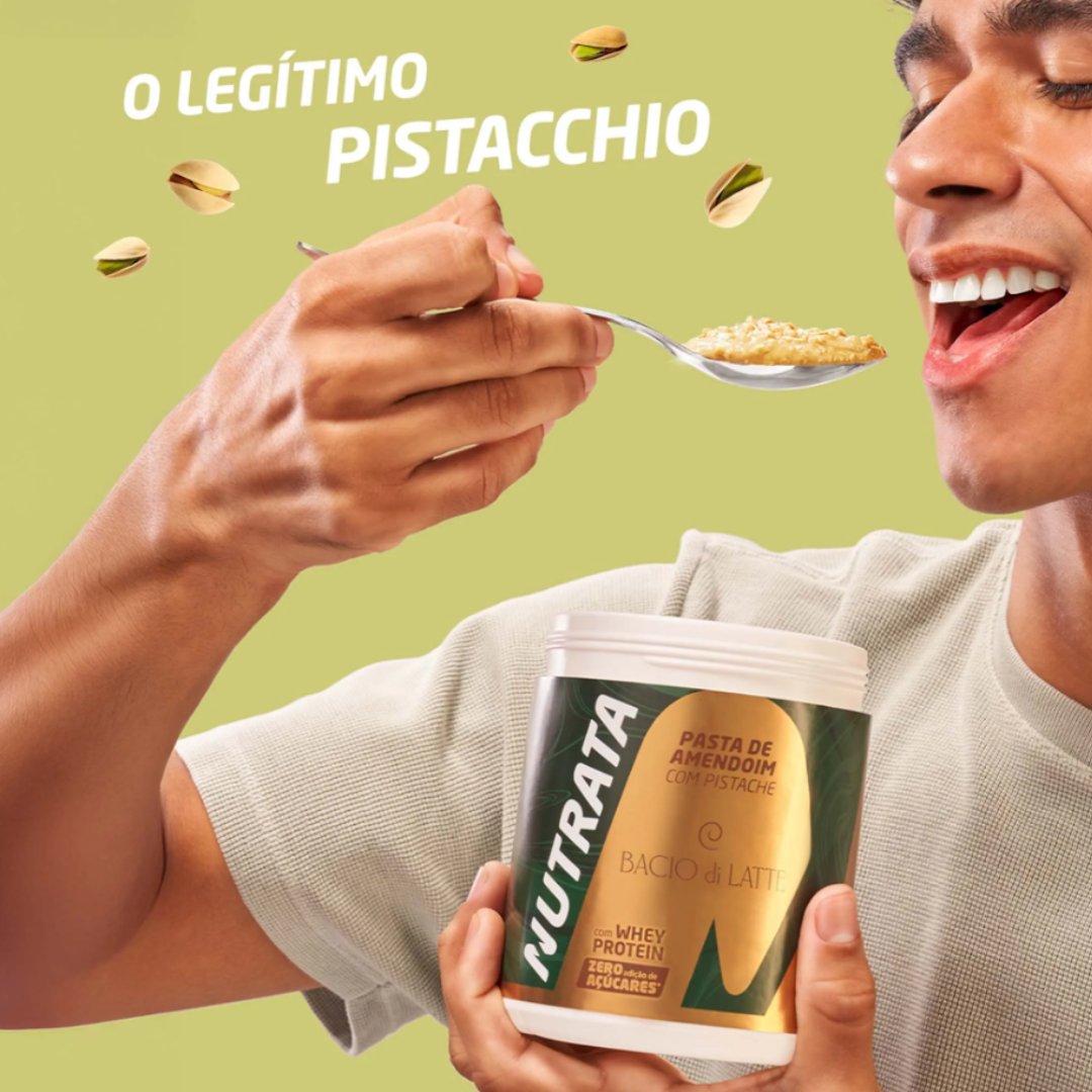 NUTRATA PASTA DE AMENDOIM POTE 400G SABOR: BACIO DI LATTE (PISTACHE)