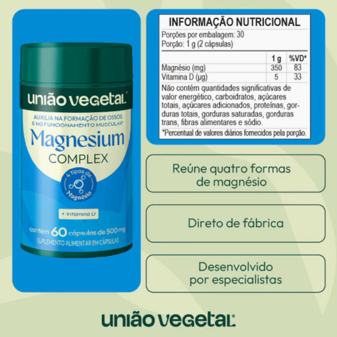 UNIÃO VEGETAL MAGNESIO COMPLEX 60CPS
