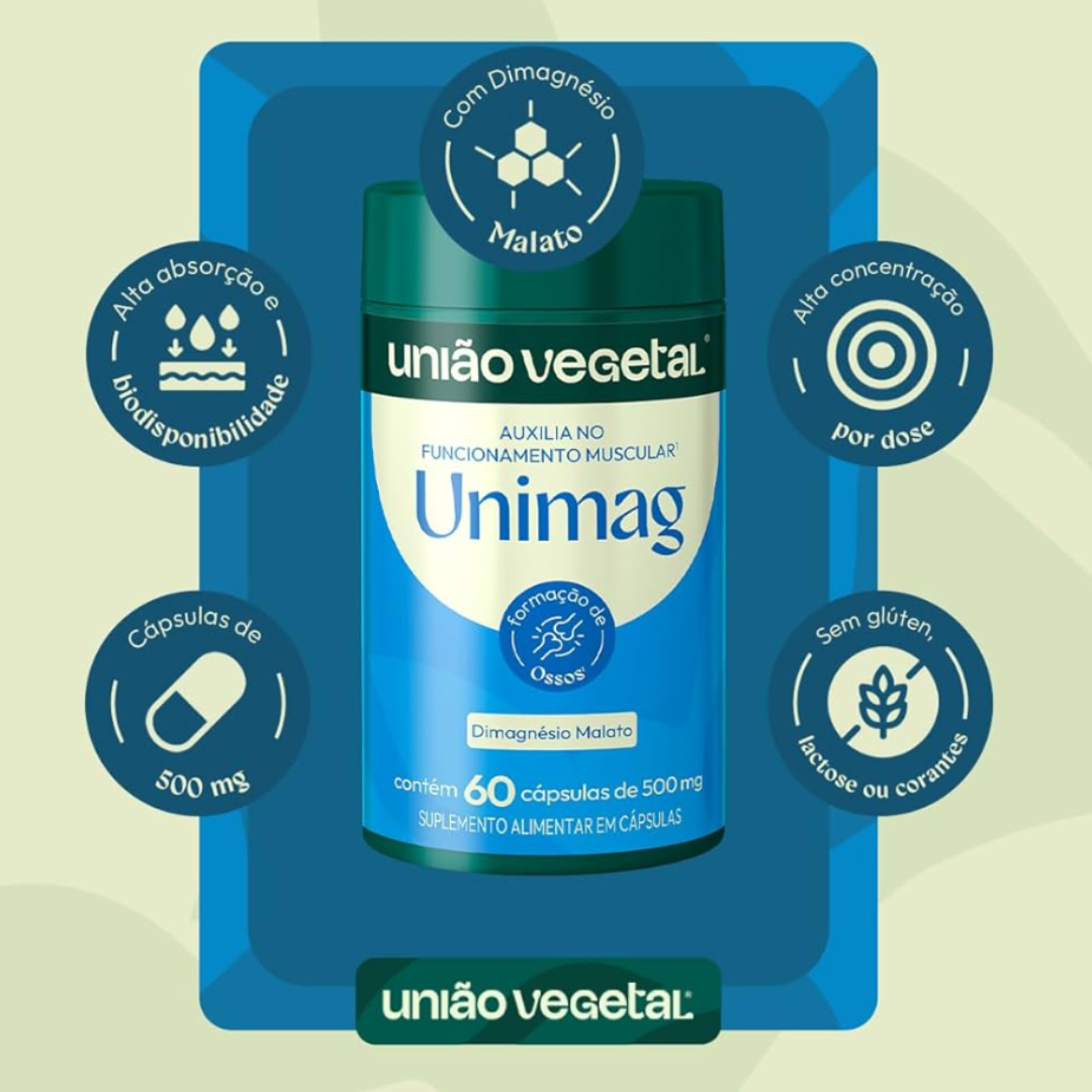 UNIÃO VEGETAL MAGNÉSIO DIMALATO UNIMAG 60CPS
