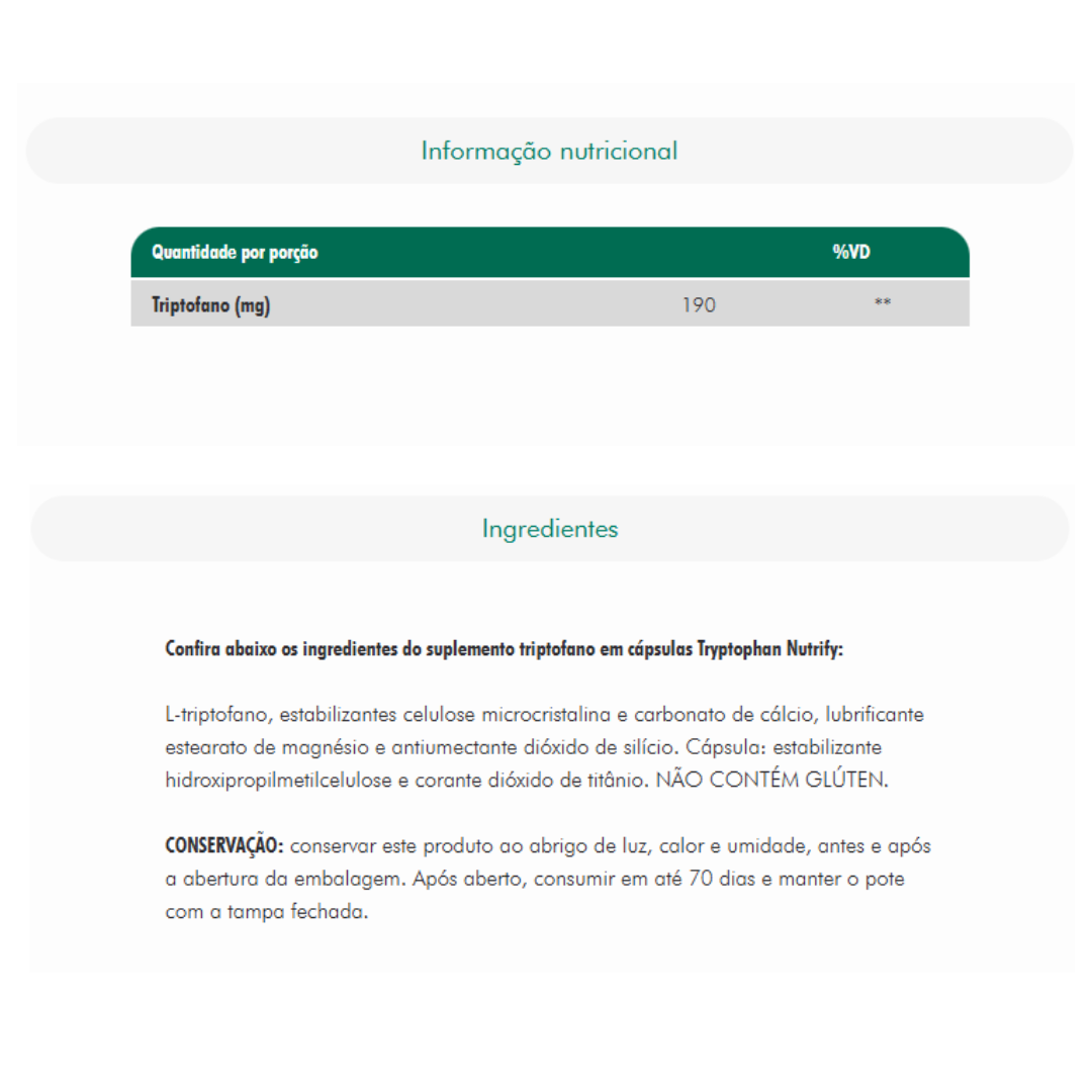 NUTRIFY TRYPTOPHAN POTE 60CPS