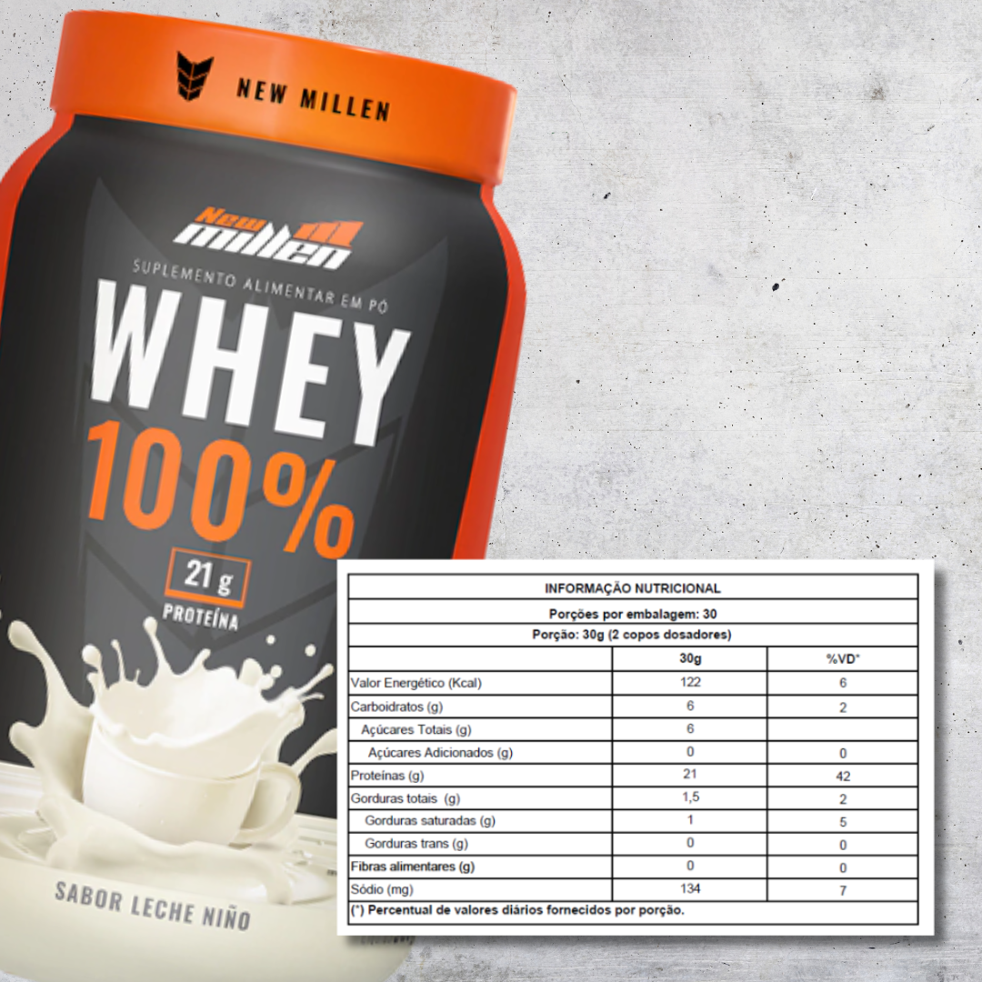 NEW MILLEN WHEY CONCENTRADO 100% POTE 900G