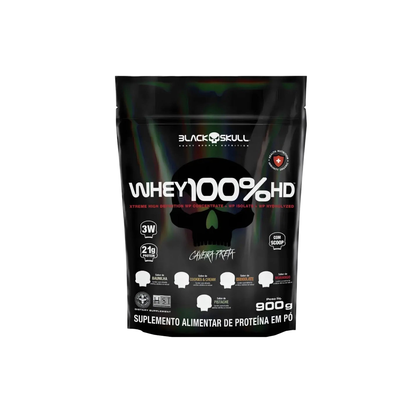 BLACK SKULL WHEY CONCENTRADO 100% HD REFIL 900G