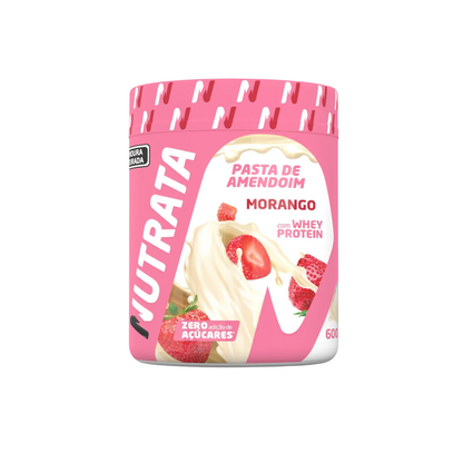 NUTRATA PASTA DE AMENDOIM C/ WHEY POTE 600G SABOR MORANGO