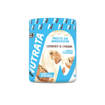 NUTRATA PASTA DE AMENDOIM C/ WHEY POTE 600G SABOR COOKIES & CREAM
