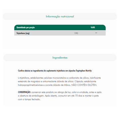 NUTRIFY TRYPTOPHAN POTE 60CPS