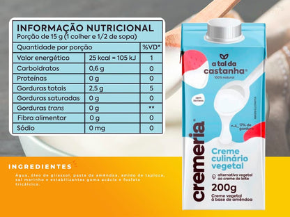 A TAL DA CASTANHA CREME DE LEITE VEGETAL CREMERIA 200G